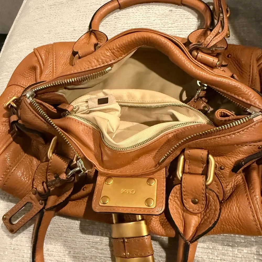 Chloe Tan Satchel Bag with Gold Accents - Picture 15 of 15